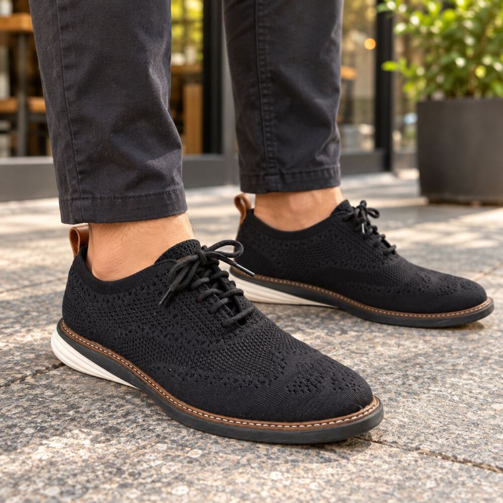 Cole Haan GrandEvolution Stitchlite Oxford Black Knit Men’s 8.5M C32152